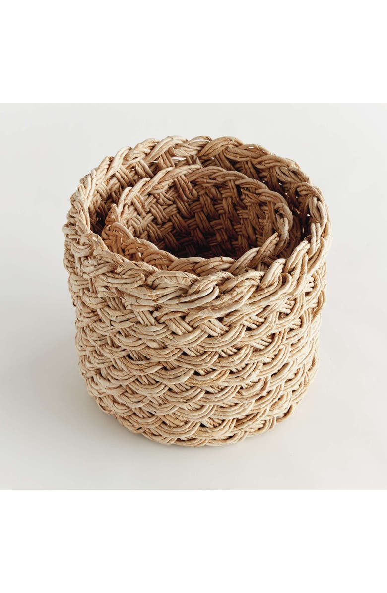 Napa Home & Garden Abaca French Braid Storage Baskets Round Set Of 2, Alternate, color, Beige