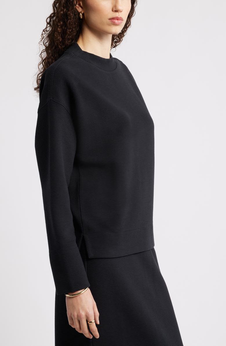 Caslon<sup>®</sup> Ottoman Knit Mock Neck Sweatshirt, Alternate, color, Black