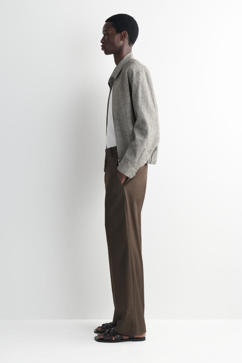 Cotton Relaxed-Fit Wide-Leg Pants, Alternate, color, DARK BROWN