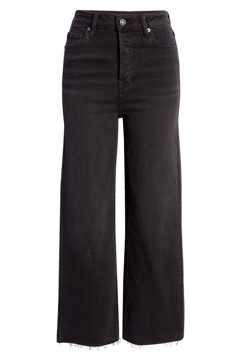 Raw Hem Ankle Straight Leg Jeans, Alternate, color, BLACK