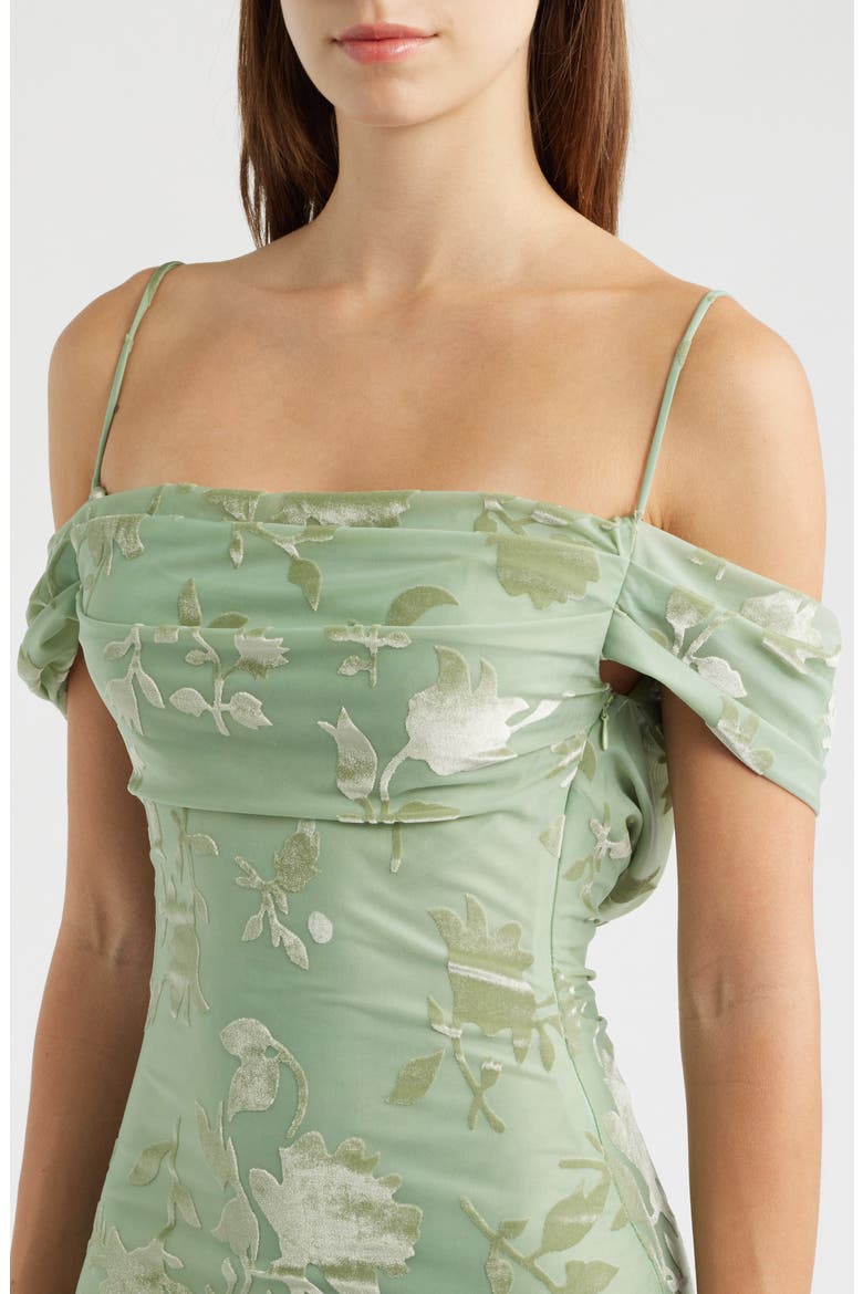 Green Gables Burnout Off the Shoulder Maxi Dress, Alternate, color, SAGE