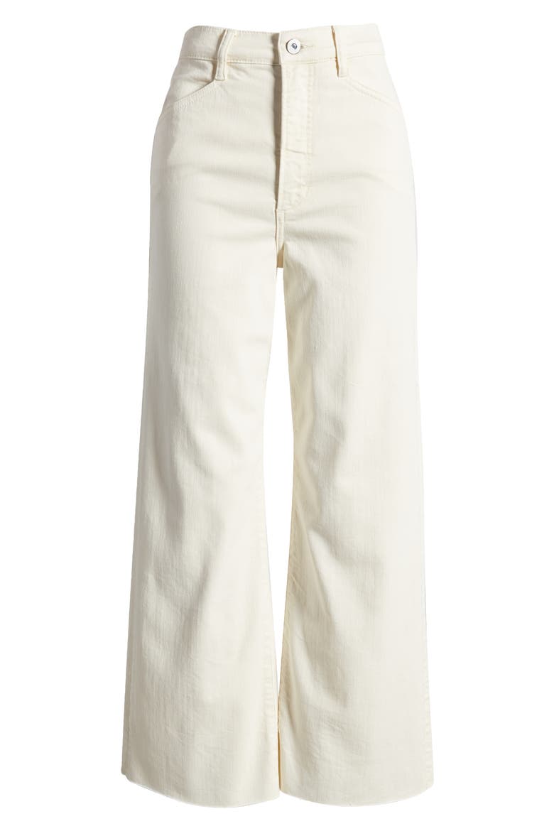 The Mischa Raw Hem Super High Waist Wide Leg Jeans, Alternate, color, GARDENIA