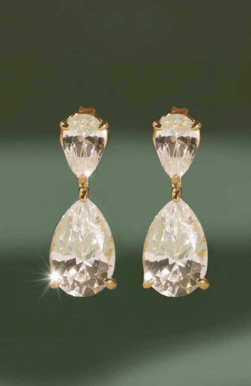 Aurate New York Lab Grown Sapphire Pear Drop Earrings In White