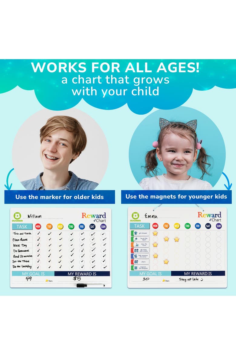 Magnetic Chore Chart for Kids - Visual Responsibility and Behavior Board for Children, Toddlers, and Teens, Alternate, color, 84 Magnets & 102 Stars