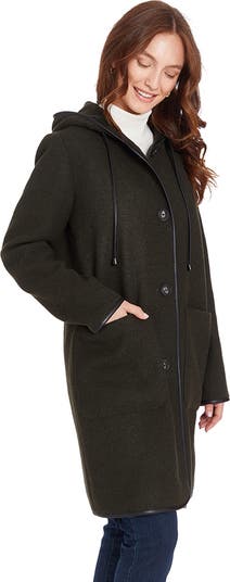 Frye Women s Melissa Hooded Duffle Coat Black Long Coats