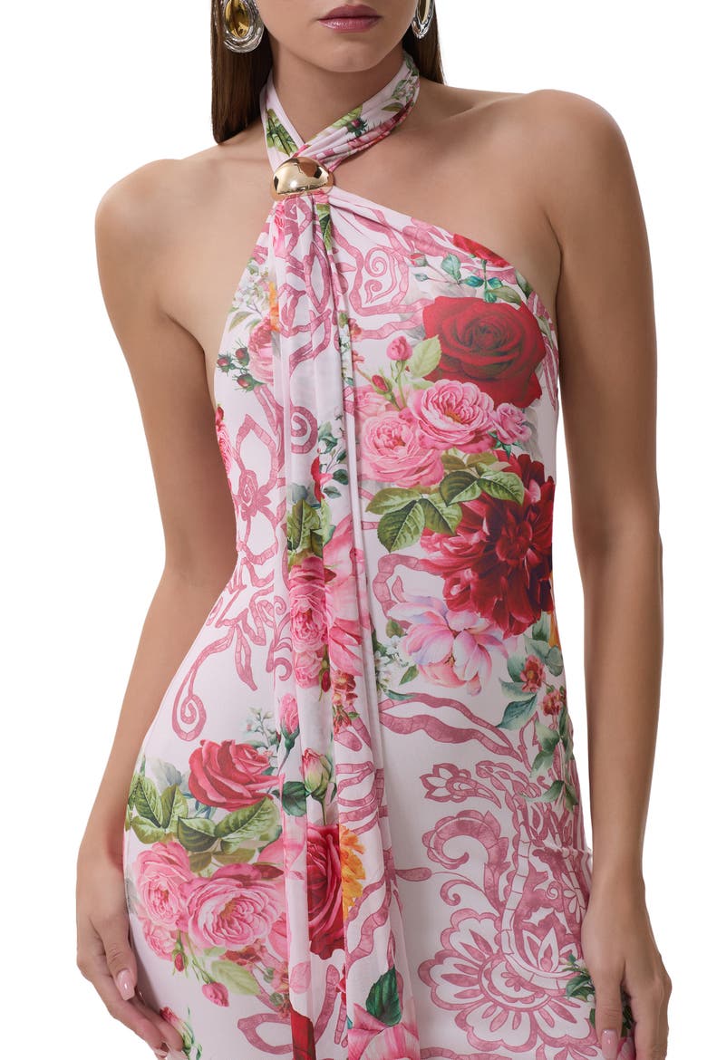 Brylee Halter Neck Minidress, Alternate, color, WING ROSE
