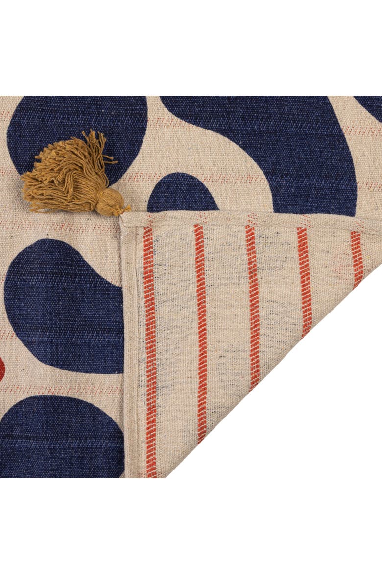Woven Cotton Blend Throw with Abstract Design, Stripes and Tassels, Multicolor, Alternate, color, Multicolor