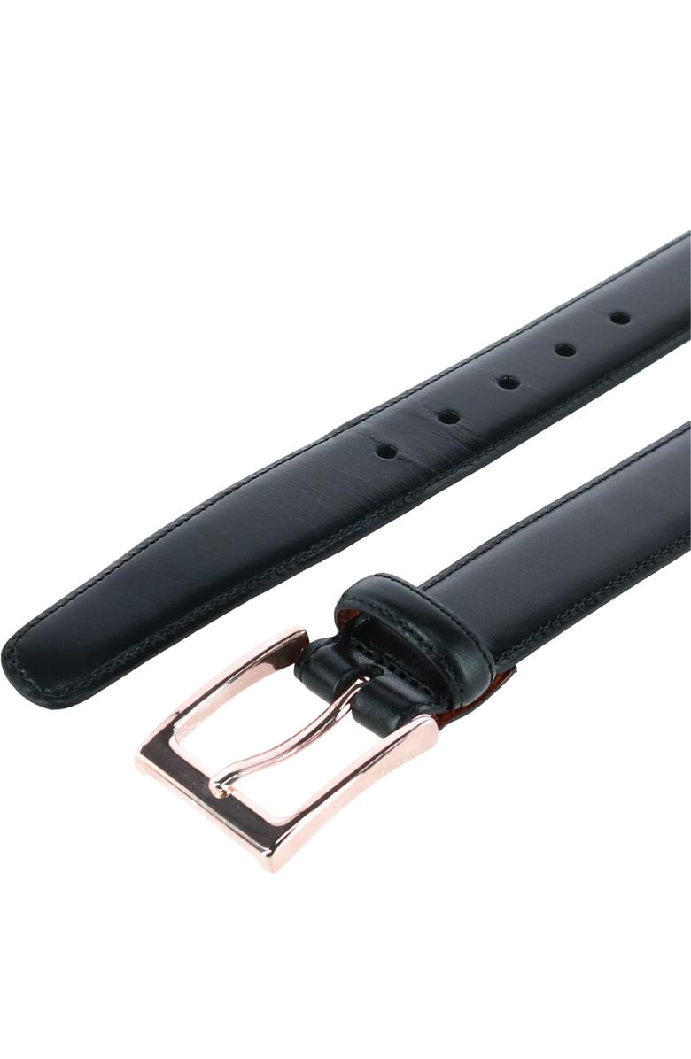 Trafalgar Big & Tall Classic Cortina 30mm Leather Belt, Alternate, color, Black With Silver Buckle