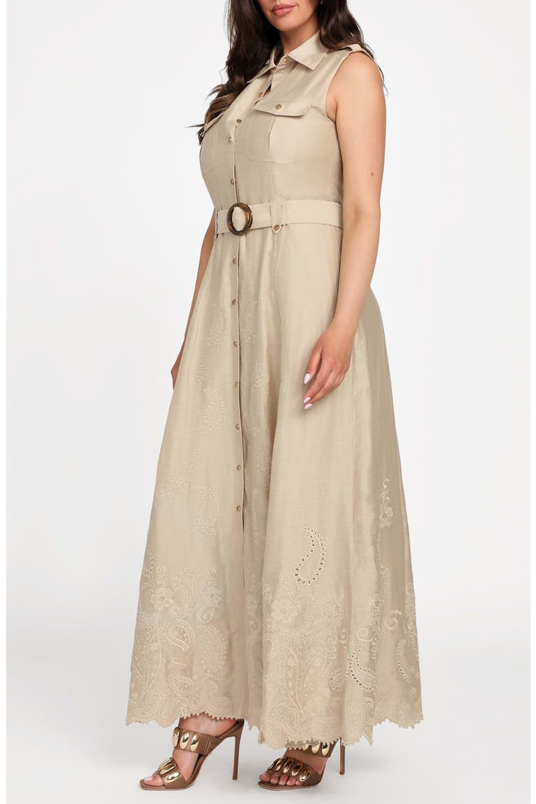 Mindi Sleeveless Belted Shirtdress, Alternate, color, VELVET TAUPE MULTI