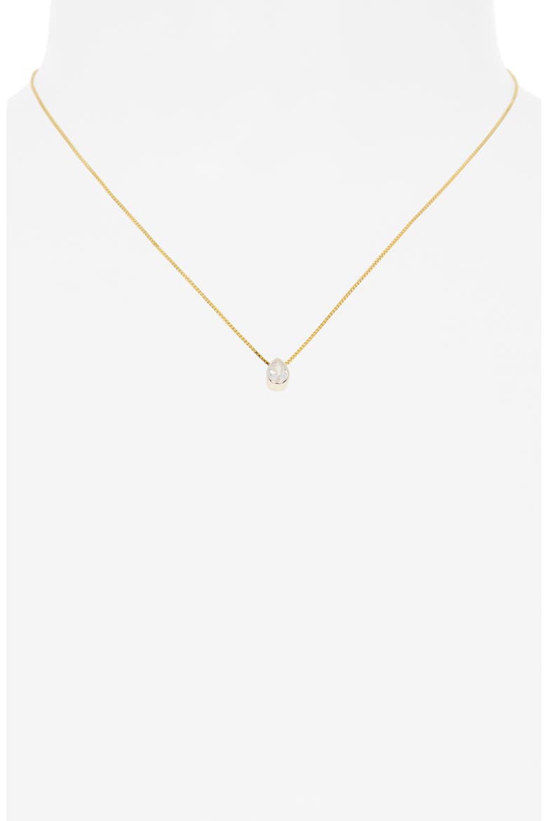 Two-Tone Cubic Zirconia Teardrop Pendant Necklace, Alternate, color, GOLD/ SILVER
