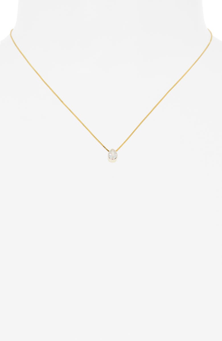 Argento Vivo Sterling Silver Two-Tone Cubic Zirconia Teardrop Pendant Necklace, Alternate, color, Gold/ Silver