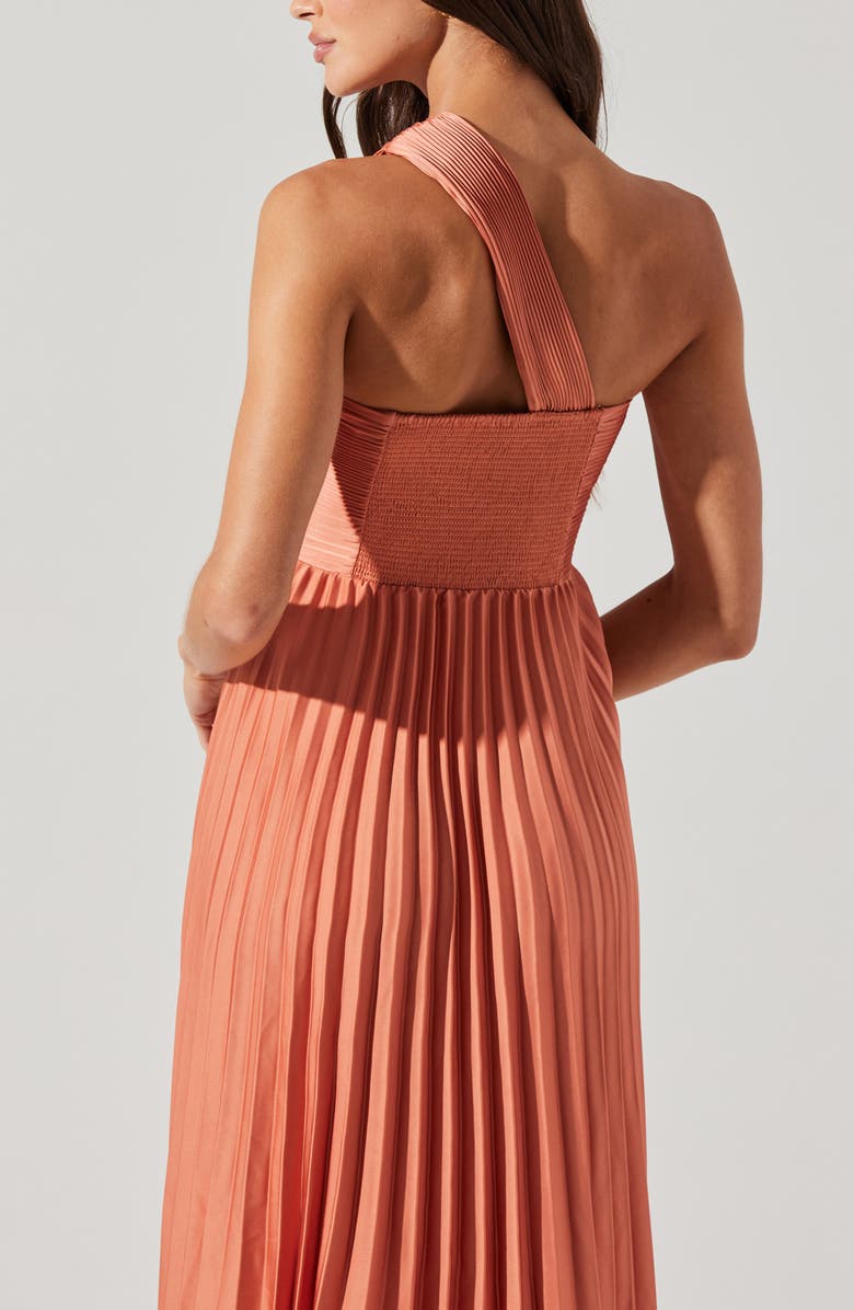 ASTR the Label Rasya Pleated One-Shoulder Maxi Dress, Alternate, color, Coral
