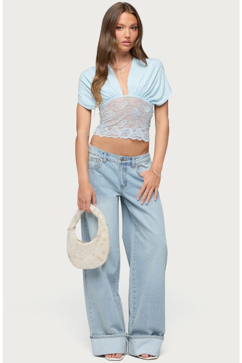 Eloria Lace Crop Top, Alternate, color, LIGHT-BLUE