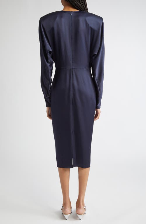 Stella Mccartney Draped Long Sleeve Satin Dress In Multi