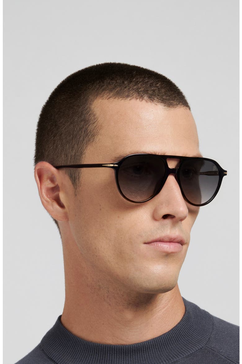 DB 1218/S/US 56mm Gradient Pilot Sunglasses, Alternate, color, BLACK/ DARK GREY SF