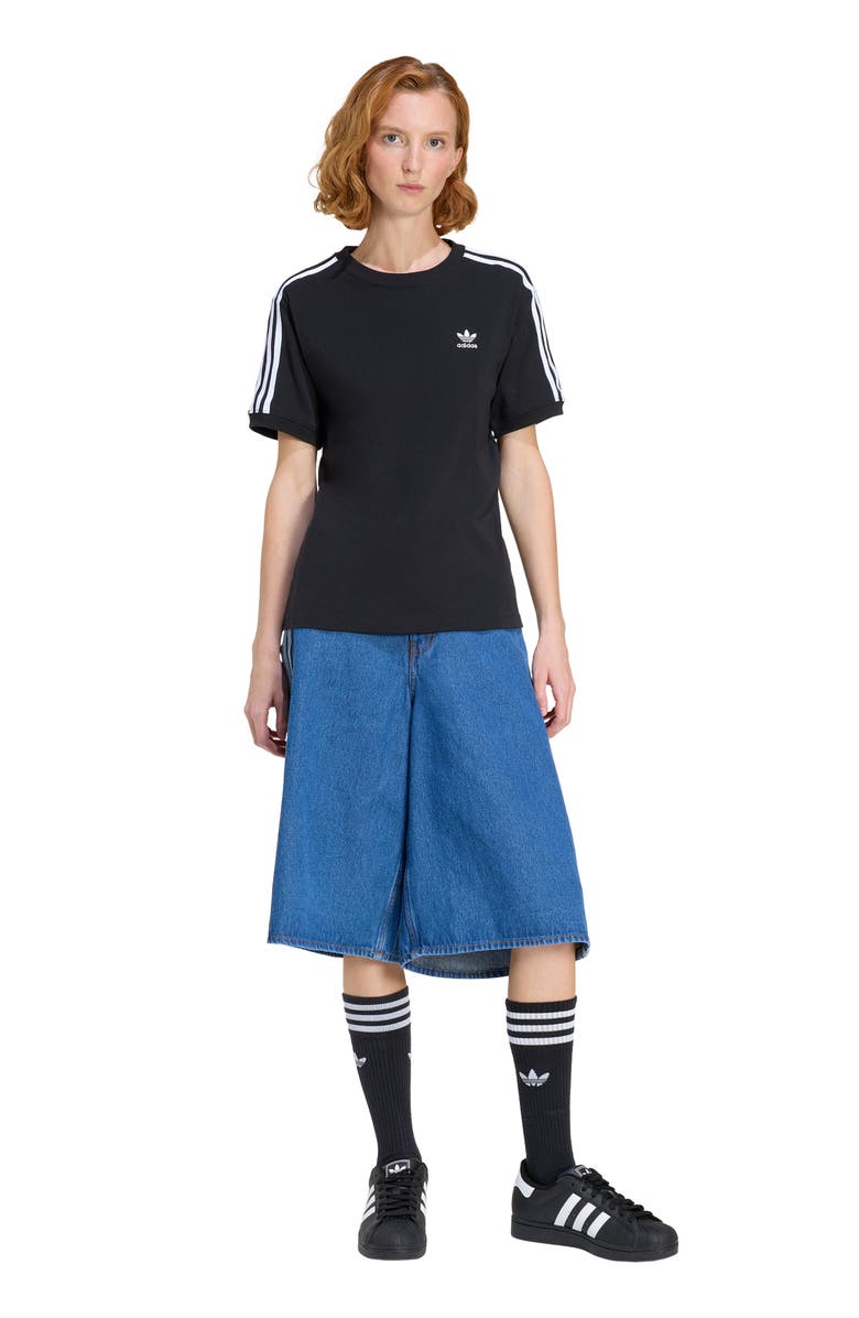 adidas Originals Firebird Denim Jorts, Alternate, color, Medium Vintage Denim