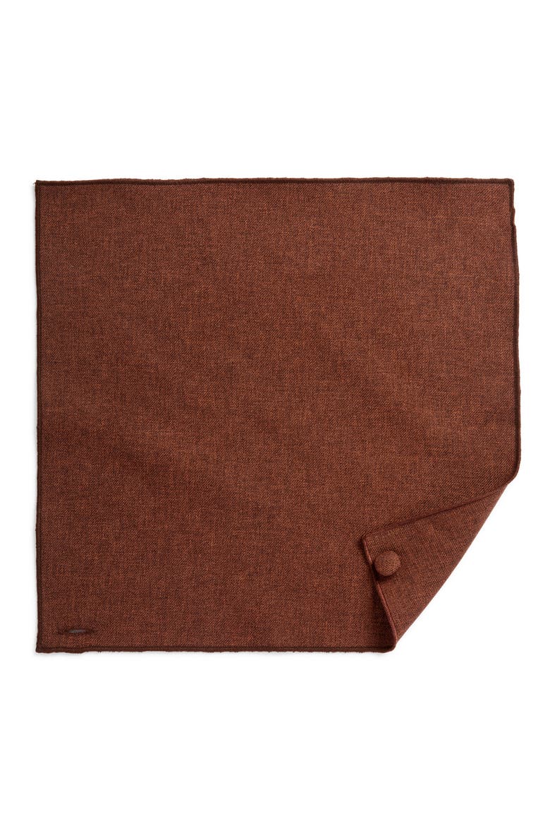 Solid Brown Wool Pocket Square, Alternate, color, BROWN