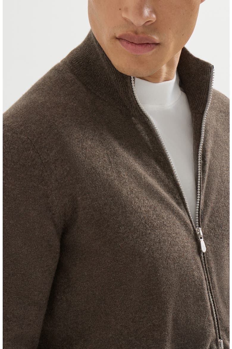 Cashmere high-neck cardigan with zipper, Alternate, color, Light Grey