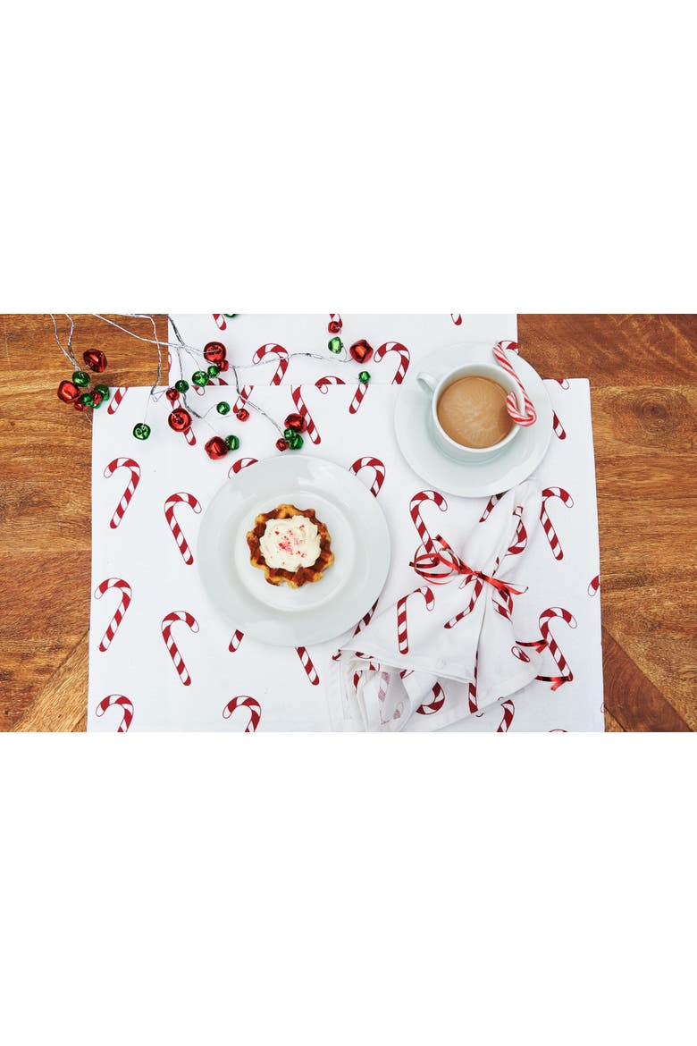 Candy Cane Wishes Single Cloth Napkin, Alternate, color, Red