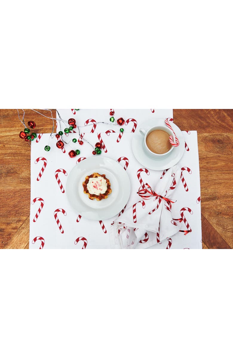 C&F Home Candy Cane Wishes Napkins Set of 6, Alternate, color, White