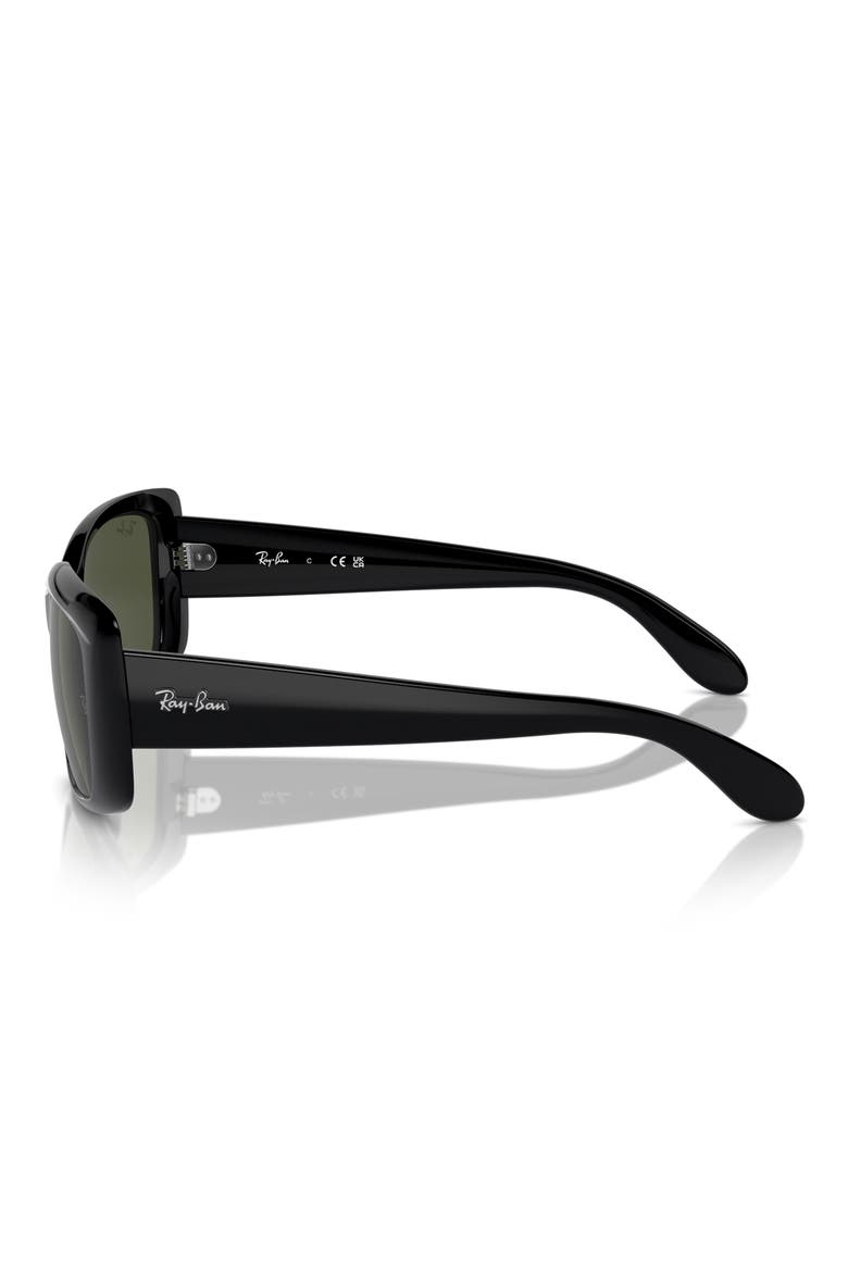 58mm Rectangular Sunglasses, Alternate, color, BLACK