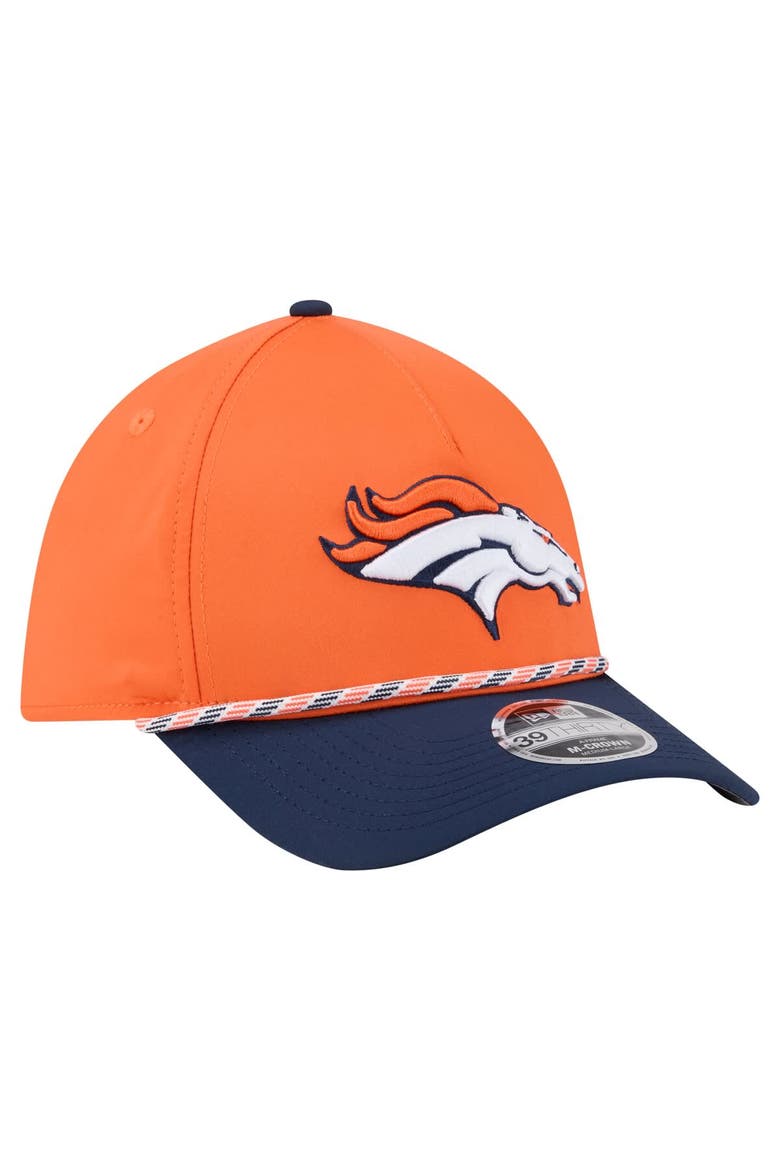 Men's  Orange/Navy Denver Broncos Rope M-Crown A-Frame 39THIRTY Flex Hat, Alternate, color, Orange