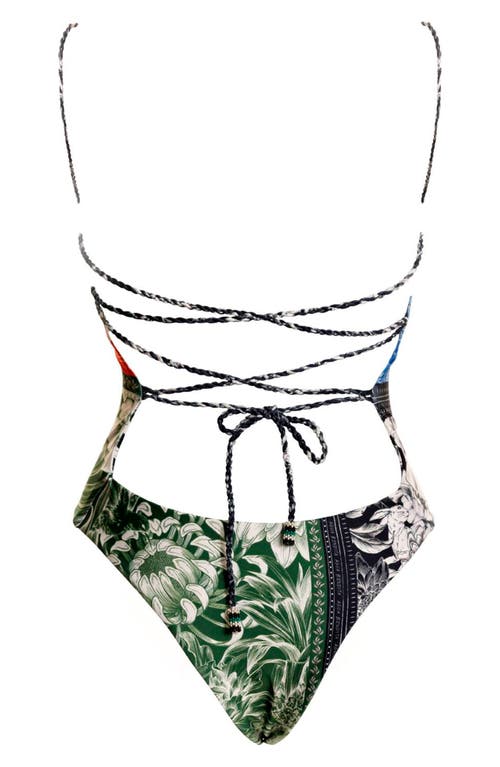 Shop Agua Bendita Kali Wats Reversible One-piece Swimsuit In Blue Multi