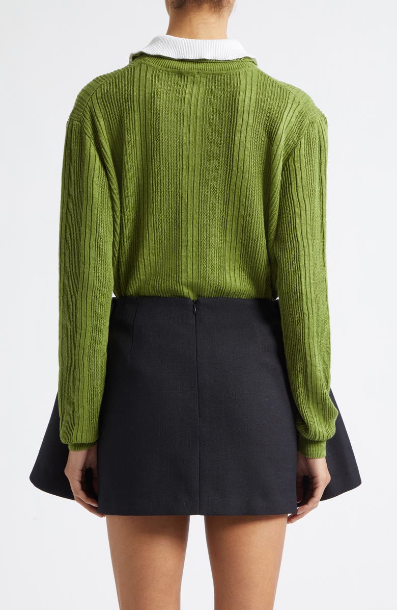 Shushu/Tong Contrast Collar Linen Sweater, Alternate, color, Green