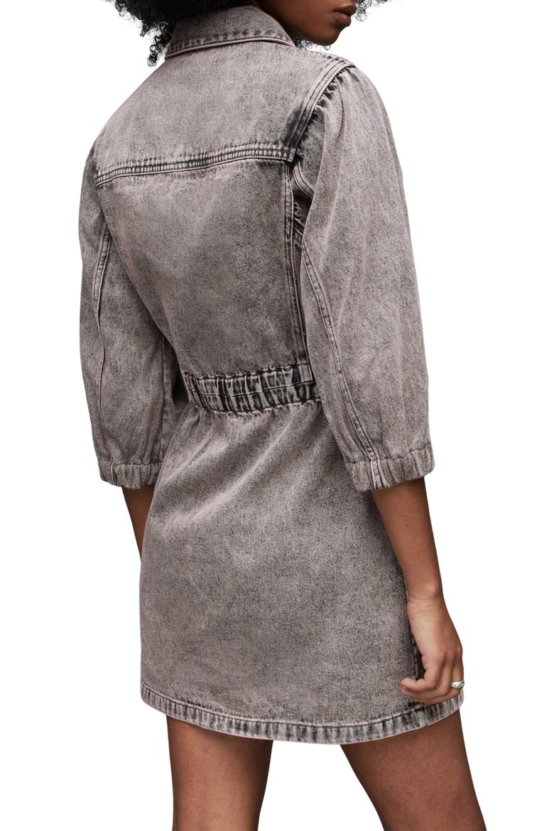 Osa Puff Sleeve Denim Mini Shirtdress, Alternate, color, WASHED PINK