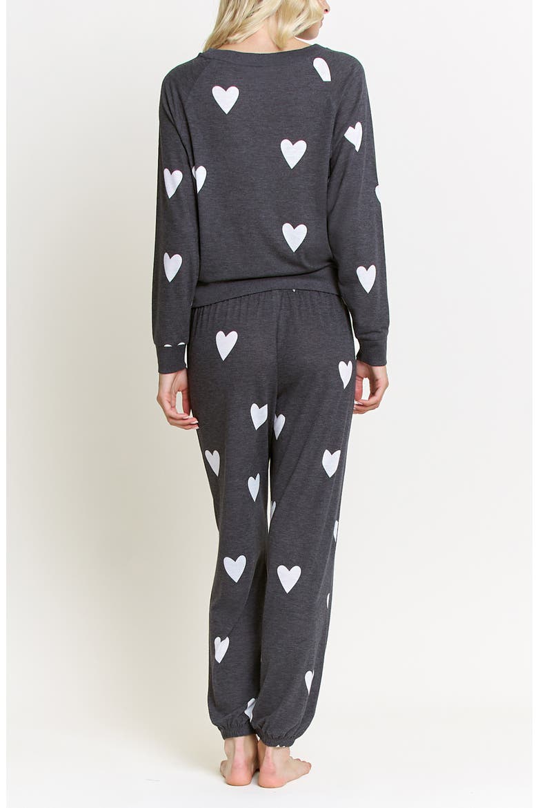 Star Seeker Brushed Jersey Pajamas, Alternate, color, NOIR HEARTS
