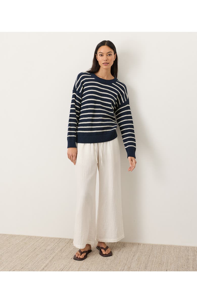 Pact Organic Cotton Shoreline Pullover Sweater, Alternate, color, Seabreeze Stripe Navy Blue