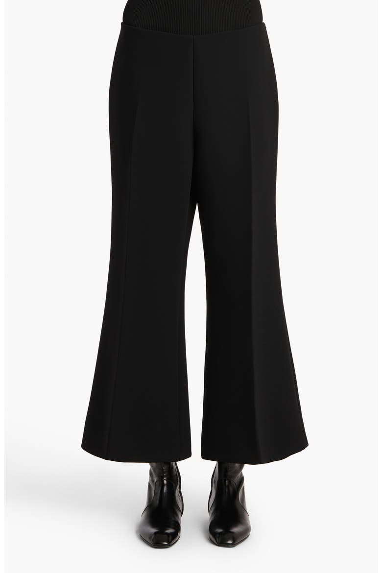 Walter Double Face Crepe Kick Flare Crop Pants, Main, color, BLACK