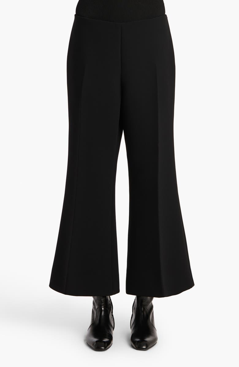 Khaite Walter Double Face Crepe Kick Flare Crop Pants, Main, color, Black