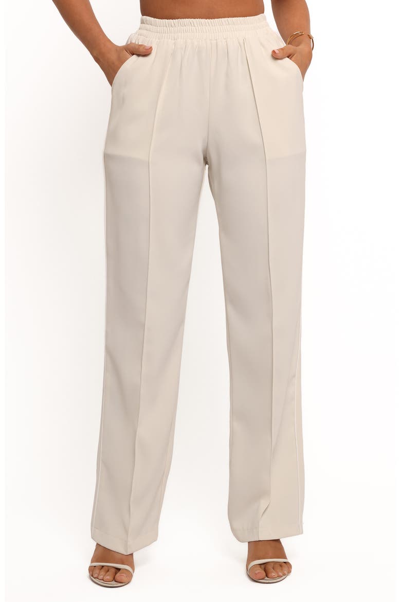Roben Pintuck Pleat Straight Leg Pants, Main, color, WHITE CREAM