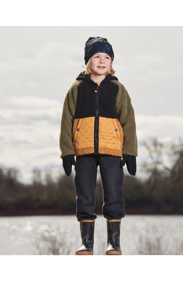 Deux par Deux Little Boy's Mid-Season Colorblock Jacket Black, Tan, And Olive Green, Alternate, color, 