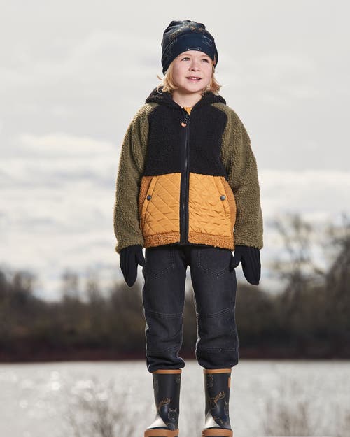 Deux Par Deux Little Boy's Mid-season Colorblock Jacket Black, Tan, And Olive Green In Black, Tan, And Olive Green