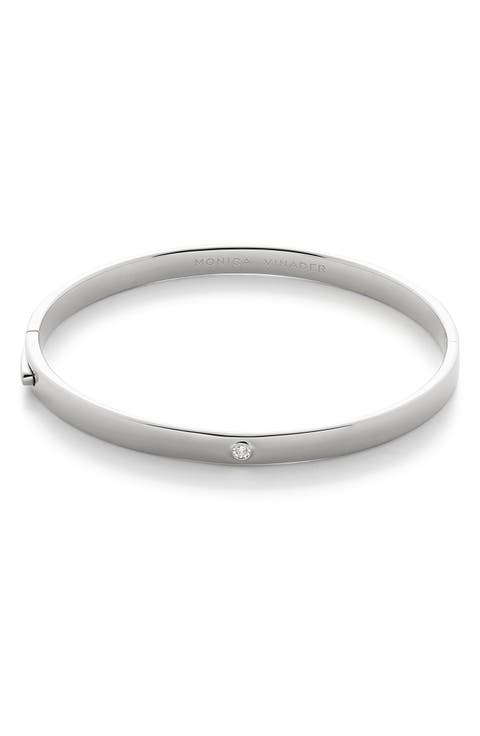Essential Lab Grown Diamond Solitaire Hinged Bangle Bracelet