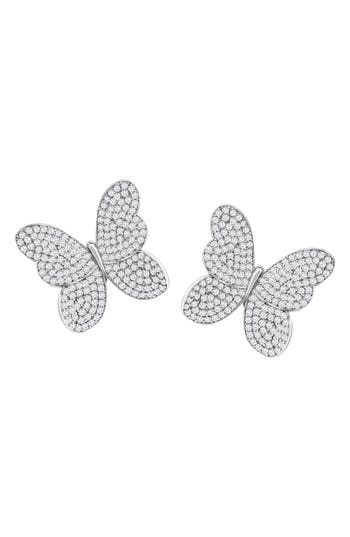 Suzy Levian Pavé Cubic Zirconia Butterfly Stud Earrings