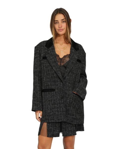 City Noir Tweed Oversized Blazer