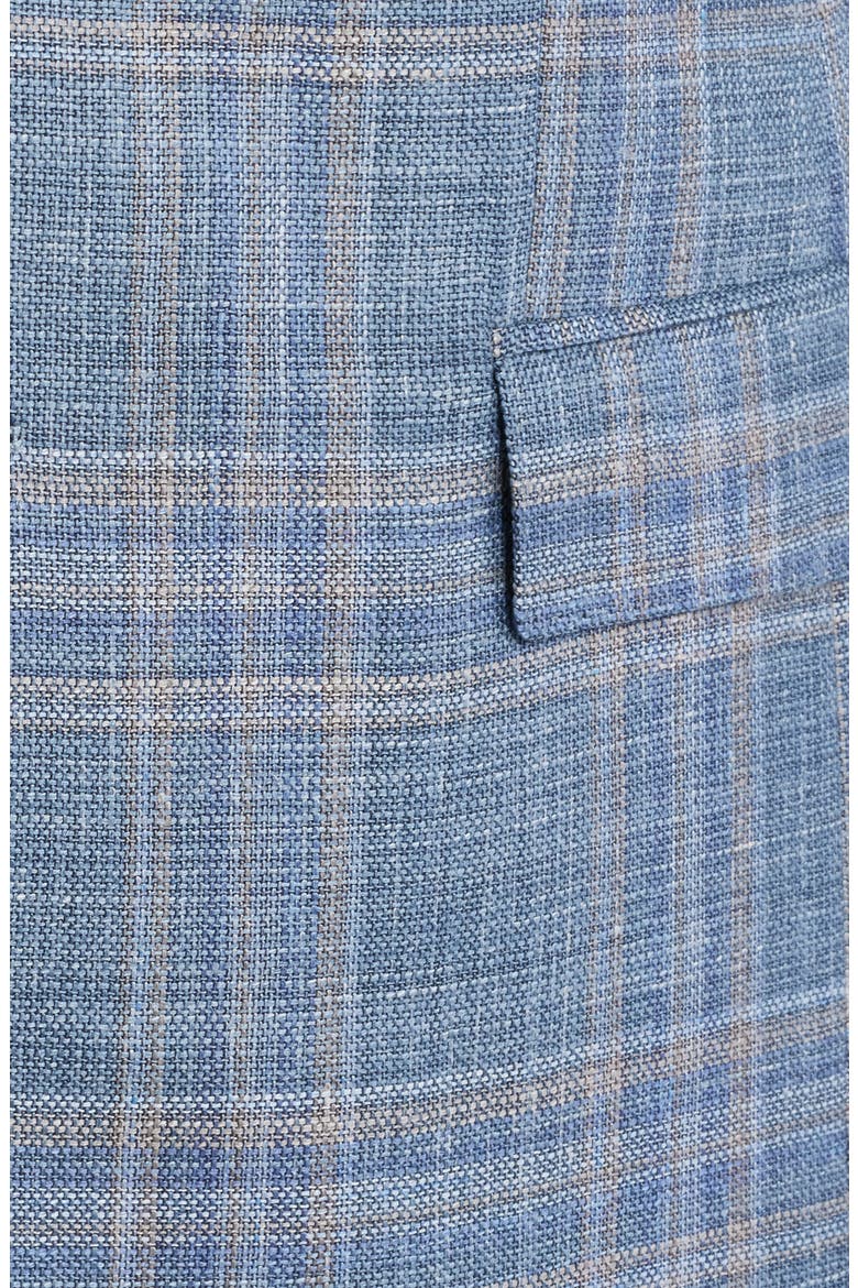 Midland Contemporary Fit Blue Plaid Wool & Silk Blend Sport Coat, Alternate, color, MID BLUE