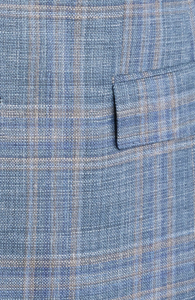 Jack Victor Midland Contemporary Fit Blue Plaid Wool & Silk Blend Sport Coat, Alternate, color, Mid Blue
