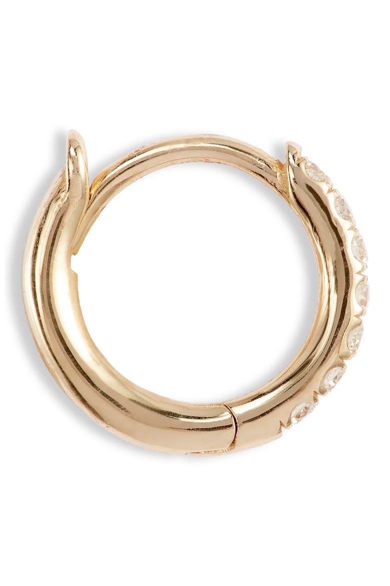 Pavé Diamond Huggie Hoop Earring, Alternate, color, YELLOW GOLD/ DIAMOND