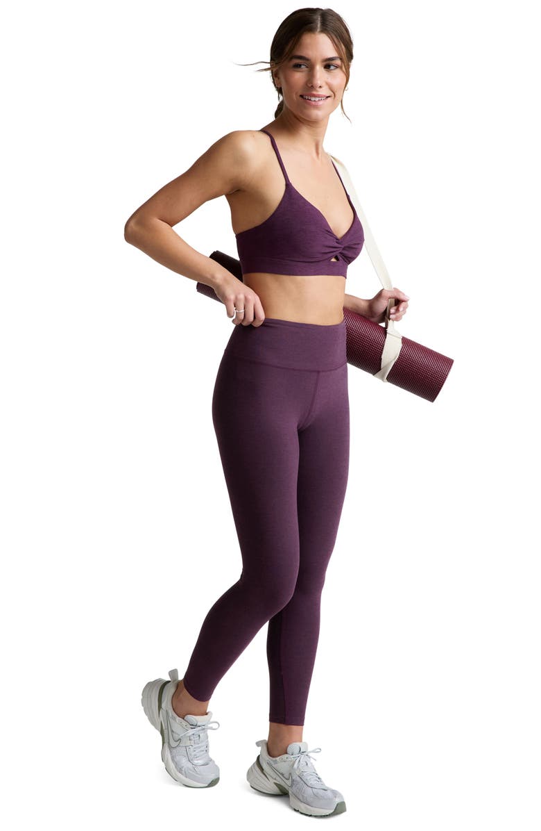 Beyond Yoga Twist Front Strappy Sports Bra, Alternate, color, Brilliant Blackberry Heather