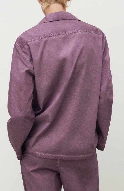 Mango Garment Dyed Button-up Shirt In Purple