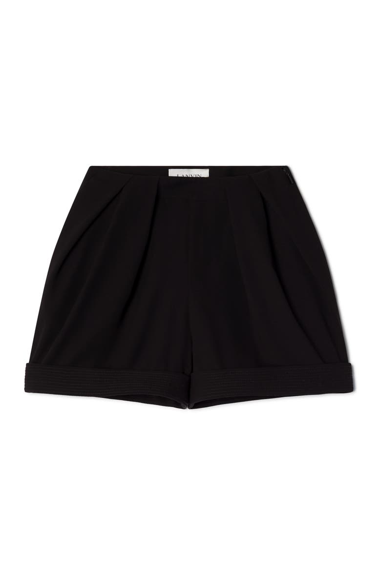 Crepe Pleated Shorts, Alternate, color, Black