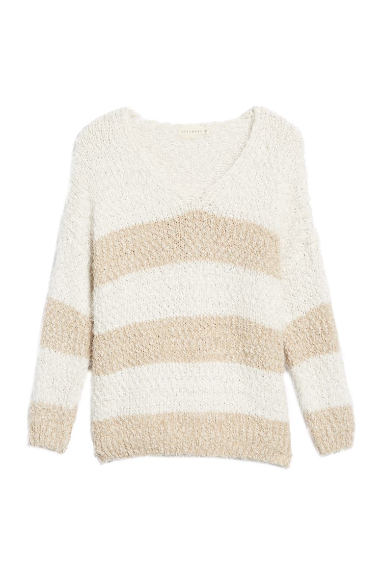 Eyelash Chenille Stripe Sweater, Alternate, color, IVORY/ TAN
