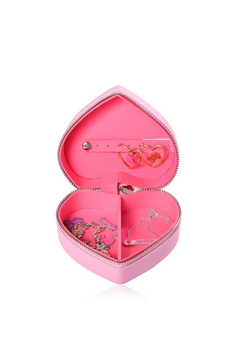 Heart-Shaped Jewelry Case for Travel, Alternate, color, Pink