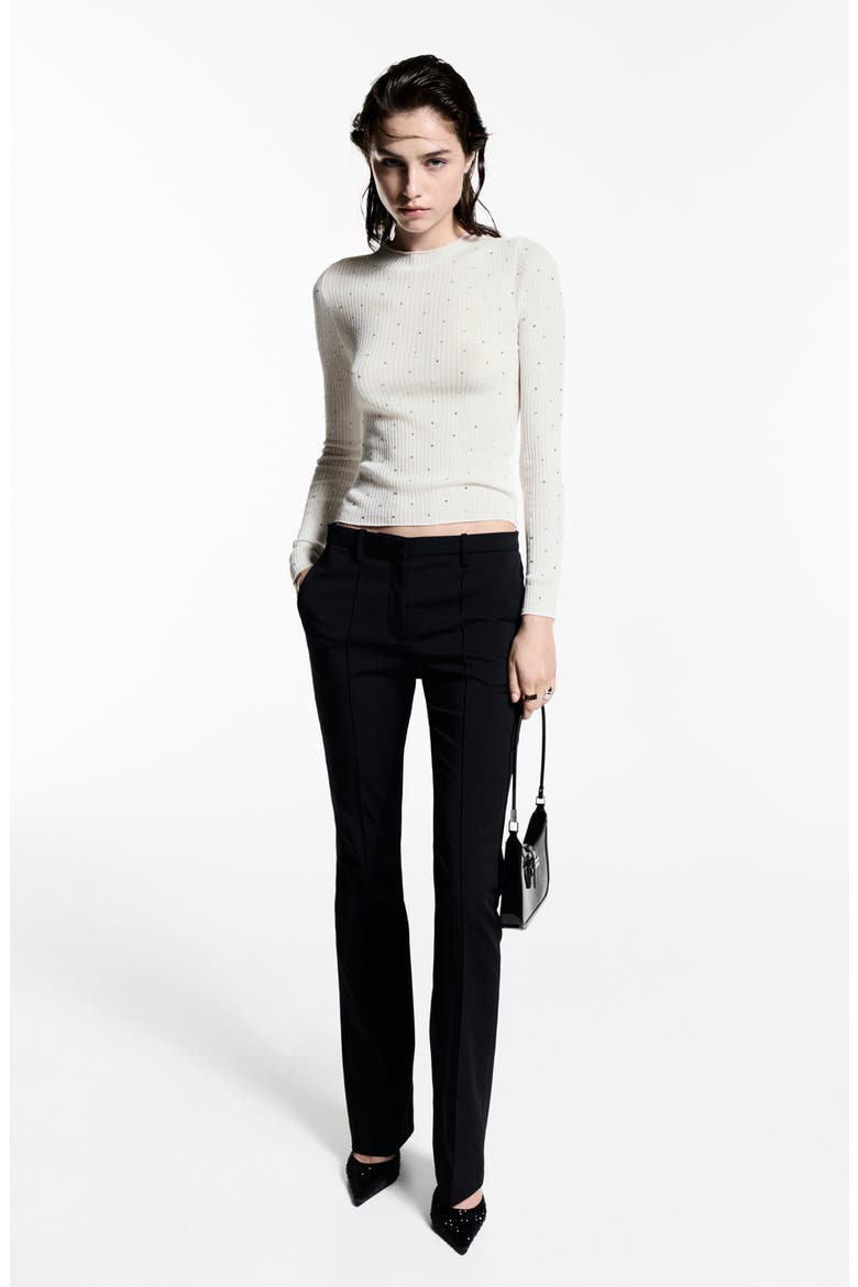 Rhinestone Detail Rib Sweater, Alternate, color, ECRU