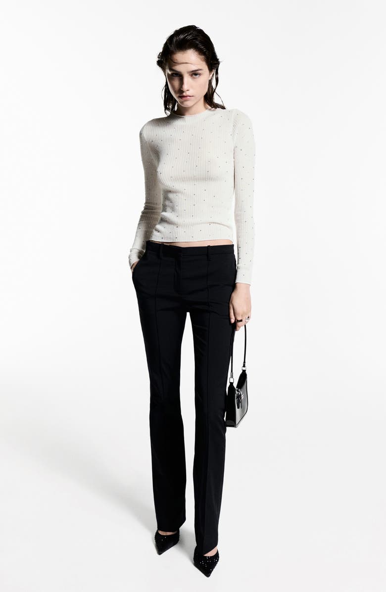 MANGO Rhinestone Detail Rib Sweater, Alternate, color,