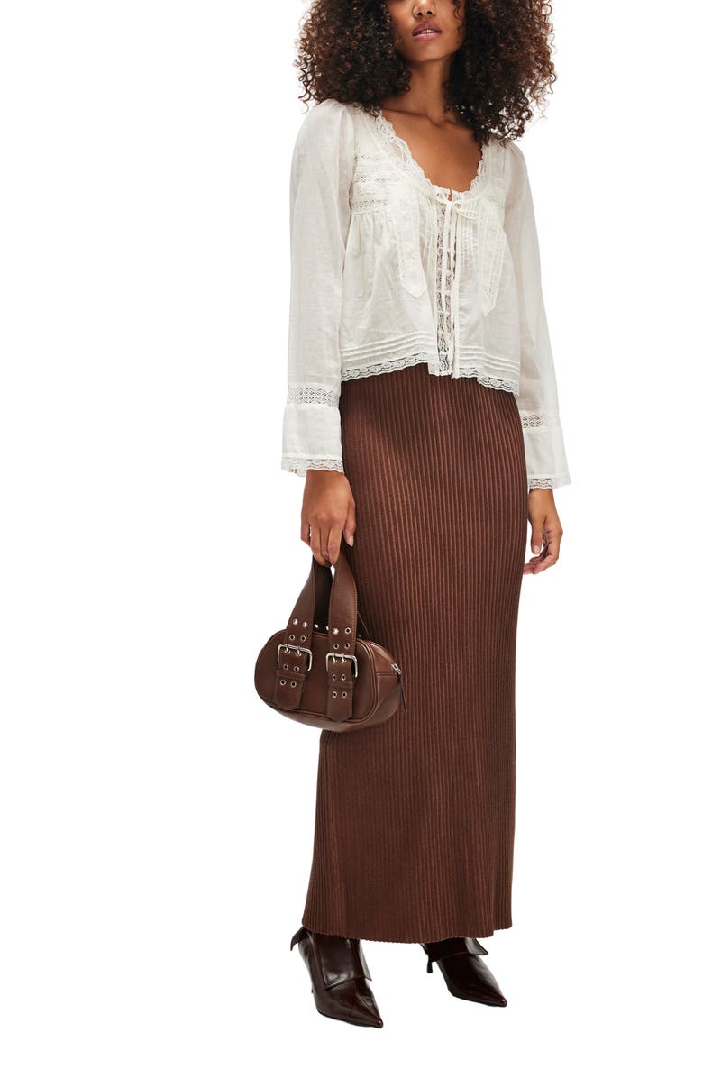 Free People Evermore Lace Inset Semisheer Cotton Top, Alternate, color, Ivory